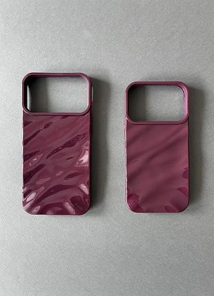 Чохол накладка 3d wavy pattern для iphone 17 pro/18 pro та 17 pro max/18 pro max, колір бургунді