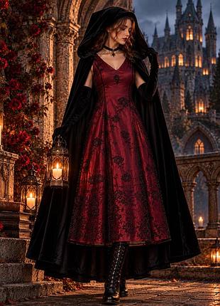 Papell boutique evening вінтажна готична вечірня сукня в квітах готичний стиль бордова сукня на хелловін halloween dark romance gothic aesthetic