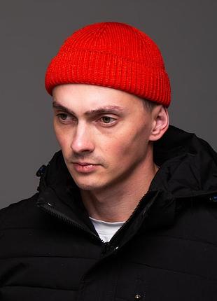 Шапка чоловіча докер щільної в'язки помаранчева