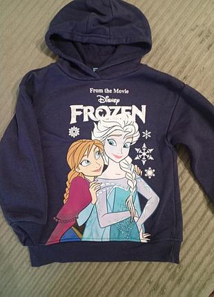 Кофта для дівчинки disney frozen темно-синя флісова з капюшоном