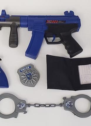 Детский игровой набор полицейского swat с эффектами (автомат, пистолет, наручники, удостоверения)