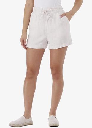 Шорти жіночі time and tru pull-on linen blend shorts бежеві в смужку