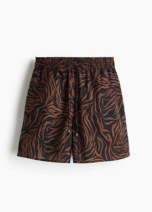 Женские шорты свободного кроя с зебровым принтом h&m на резинке и завязках высокая талия размер xs 100% хлопок