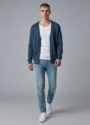 Чоловічий кардиган hilfiger denim синій меланж бавовняний