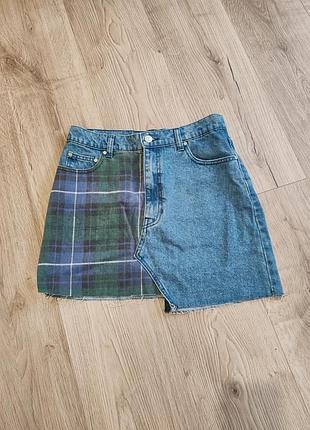 Міні-спідниця pull and bear асиметрична джинсова розмір м