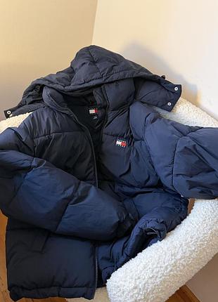 Куртка tommy hilfiger дута з капюшоном темно-синя