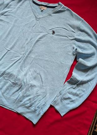 Пуловер чоловічий u.s. polo assn. блакитний бавовняний xl