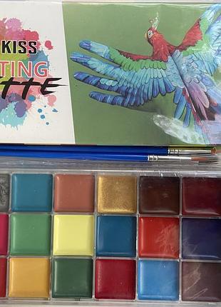 Аквагрим papa kiss painting palette з пензликами