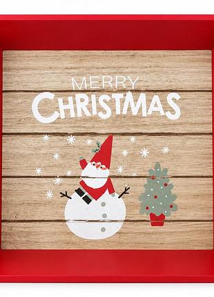 Декоративный рождественский поднос merry christmas 28×28 см, mdf, красный