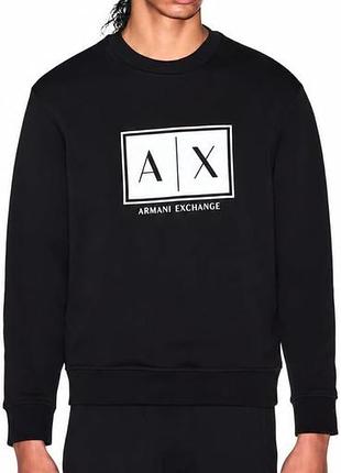 Мужской черный свитшот armani exchange с белым лого