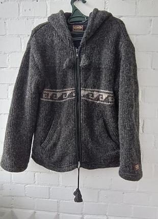 Шерстяная теплая куртка, непальский свитер с капюшоном бренд kyber outerwear на флисе, унисекс