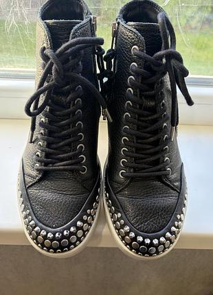 Кеди alexander mcqueen mcq шкіряні на платформі чорні