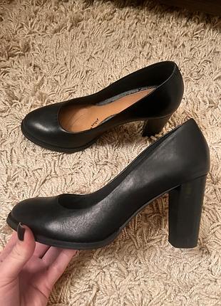 Жіночі туфлі clarks чорні шкіряні човники