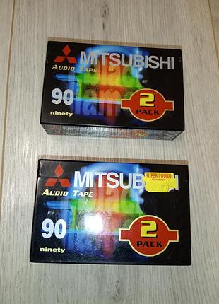 Винтажные аудиокассеты mitsubishi black diamond 90 (2-pack) — новые, запечатанные (nos)