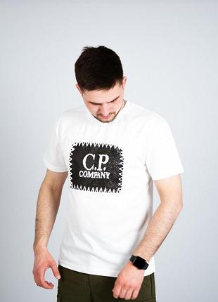 Футболка c.p. company белая с принтом s-xxl