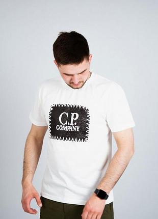 Белая футболка с принтом c.p. company s-xxl