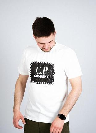Футболка c.p. company s-xxl белая с принтом