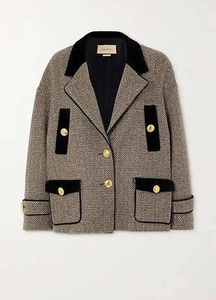 Жакет пальто gucci herringbone wool-blend coat 5