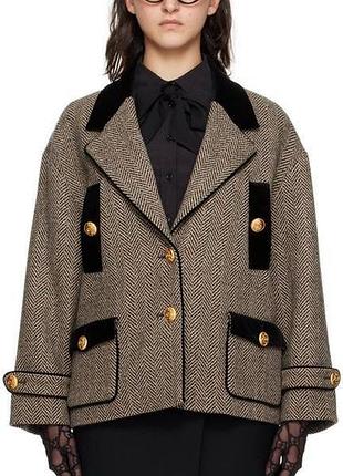 Жакет пальто gucci herringbone wool-blend coat