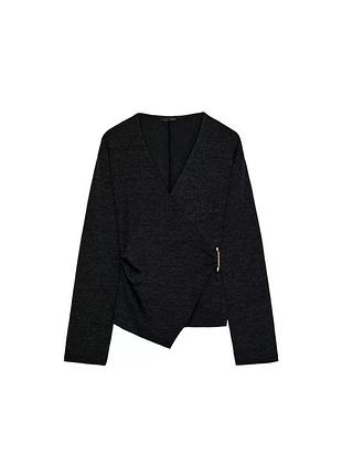 Жіноча кофтинка zara темно-сіра на запах
