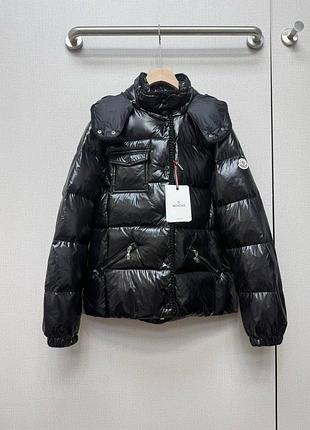 New 💣  пуховик чорний moncler  із оздобленим ручним плетінням із вовняної пряжі