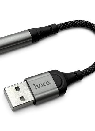 Переходник адаптер hoco ls36 аудио конвертер usb to jack 3.5 aux (f) 0.12m - black