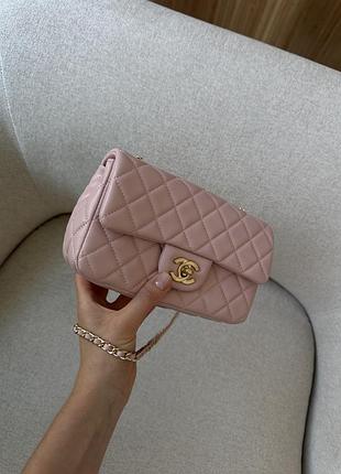 Сумка classic 1.55 small single flap in pink/gold 6