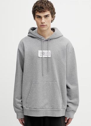 Худі чоловіче mm6 maison margiela сіре оверсайз з капюшоном