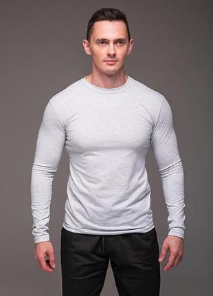 Базовый мужской long light grey лонгслив светло-серый