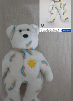 М'яка іграшка ведмедик ty beanie buddies білий з принтом