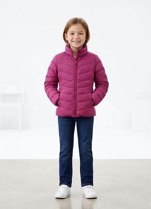 Яскрава стьобана де в езонна куртка колір фуксія uniqlo kids (англія)