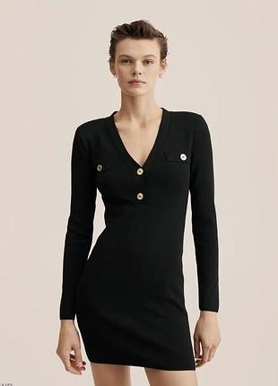 Коротка жіноча сукня mango чорна в рубчик розмір m