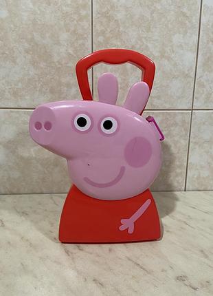 Ігровий набір для дівчинки peppa pig кейс рожево-червоний пластиковий