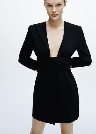 Zara 🖤 ефектна чорна сукня-жакет із драпіруванням на талії, xs