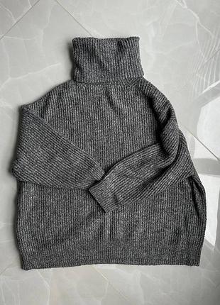 Свитер с высоким горлом oversize zara серый