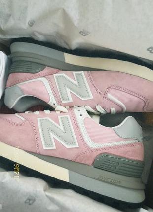 Кросівки new balance 574 рожеві з сірим