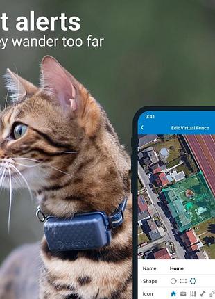 Gps-трекер tractive cat mini, вбудована esim, відстеження gps/lte в реальному часі, нашийник rogz у комплекті