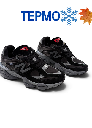 ❄️термо кроссовки new balance 9060 черные с серым (унисекс)❄️