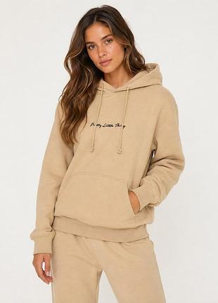 Утепленное худи m бежевое однотонное pretty little thing (12345745-28)