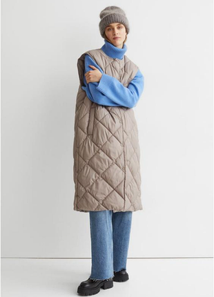 Стеганий довгий жилет h&m