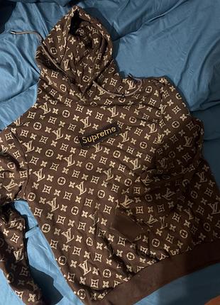 Худі louis vuitton x supreme з монограмним принтом