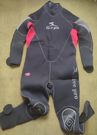 Гідрокостюм чоловічий dive pro 5мм 4xl чорно-червоний