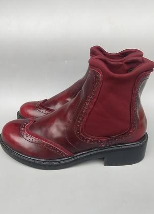 Винтажные ботинки-челси-броги женские кожаные утепленные trendy-too, 37(24) см.