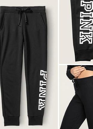 Спортивні штани жіночі victoria’s secret pink чорні з написом