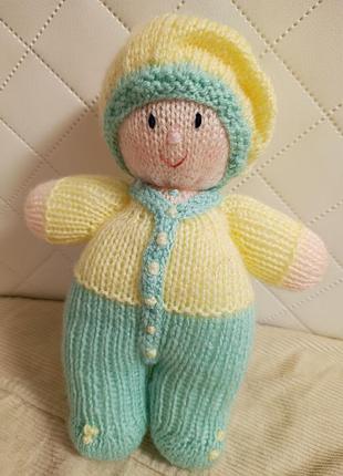 Новая мягкая игрушка вязаная кукла, 25 см, handmade.
