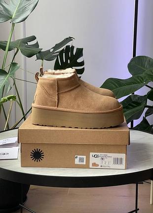 Женские угги ugg ultra mini platform chestnut 2