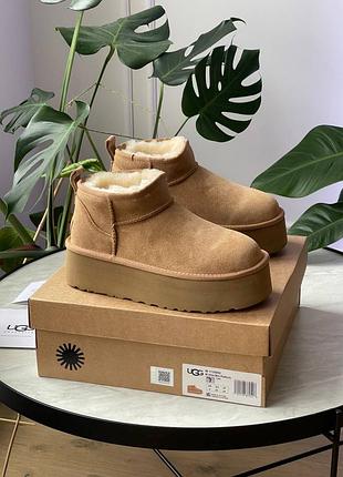 Женские угги ugg ultra mini platform chestnut 3