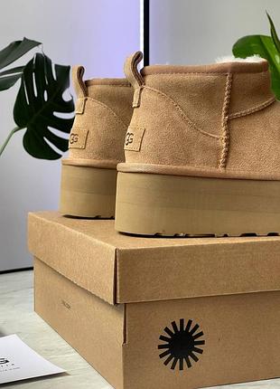 Женские угги ugg ultra mini platform chestnut 4