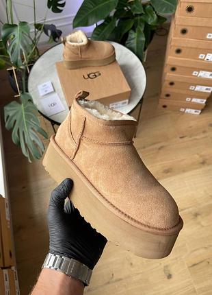 Женские угги ugg ultra mini platform chestnut 7