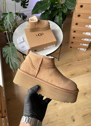 Женские угги ugg ultra mini platform chestnut